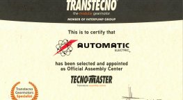 A AUTOMATIC é certificada como CENTRO de MONTAGEM OFICIAL TECNOMASTER da TRANSTECNO